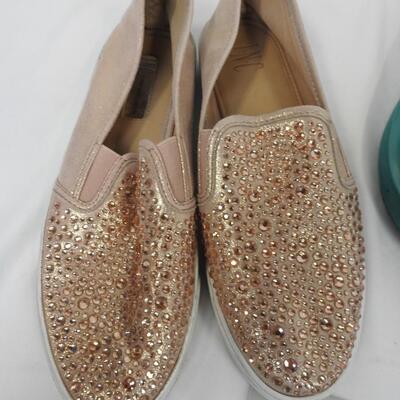 3 Pairs Women's Shoes size 8.5. Blush Pink ICS, Turquoise Coach, Orange/Red RL