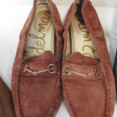 4 Pairs Women's Shoes Size 8.5: Brown Frye Flats, Maroon Edelman, Born, Vionic