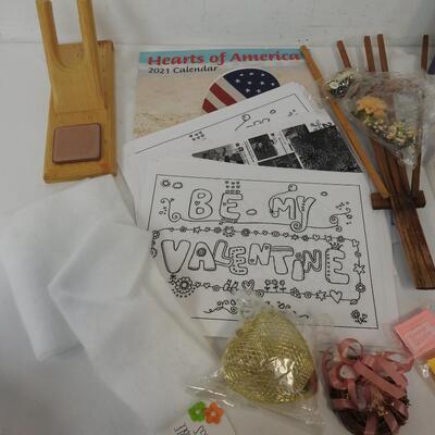 Crafting Lot: Valentine's, Floral, Birds, Rope, Ribbon, Hot Glue Gun Holder