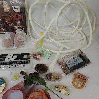 Crafting Lot: Valentine's, Floral, Birds, Rope, Ribbon, Hot Glue Gun Holder