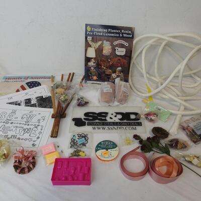 Crafting Lot: Valentine's, Floral, Birds, Rope, Ribbon, Hot Glue Gun Holder