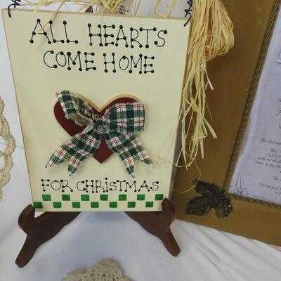 8 pc Home Decor: 2 picture holders, Candle Gift Set, Basket, Footprints Frame