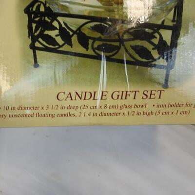 8 pc Home Decor: 2 picture holders, Candle Gift Set, Basket, Footprints Frame