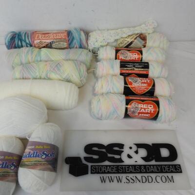 12 Skeins Various Brands (Red Hart,  Caron Cuddle Soft) and Colors of Yarn