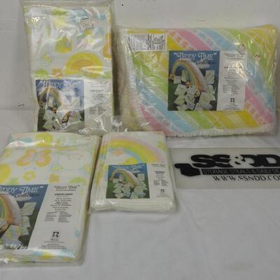 4 pc Baby Lot:  Vintage"Teddy Time"Collection Co-ordinated Bedding original pkg