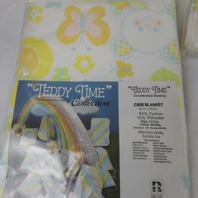 4 pc Baby Lot:  Vintage"Teddy Time"Collection Co-ordinated Bedding original pkg