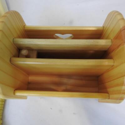 6 pc Office Organizing :Vintage Phone, Wooden Swivel Holders, memo plaque, etc