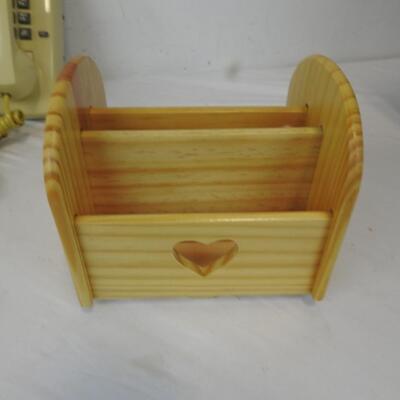6 pc Office Organizing :Vintage Phone, Wooden Swivel Holders, memo plaque, etc
