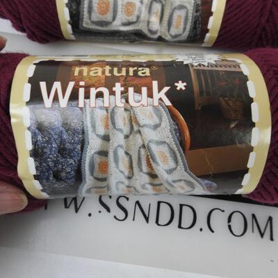 10 Skeins of Yarn: Partially used.  4-Ply Worsted Weight, Color Rose Wine