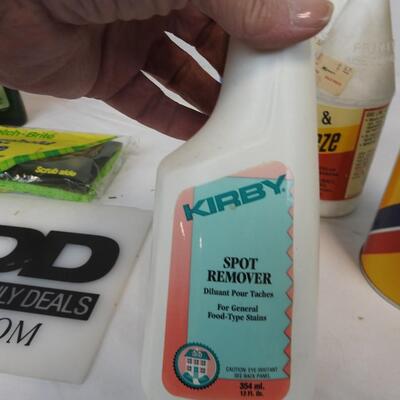 13 pc Cleaning products for home and cars, Brake fluid, gas dyer and antifreeze.