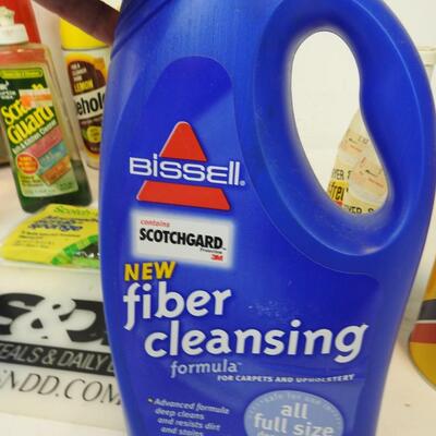 13 pc Cleaning products for home and cars, Brake fluid, gas dyer and antifreeze.