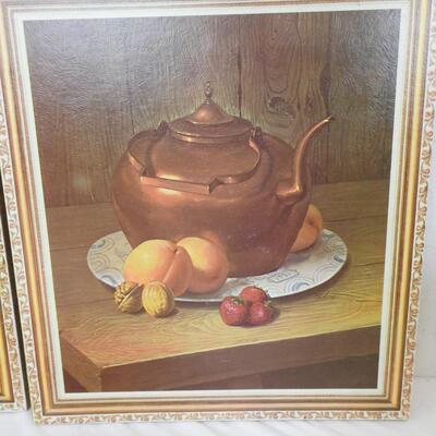 13 pc Kitchen Lot:  Pictures, dish rack, storage, bowls, cake holder