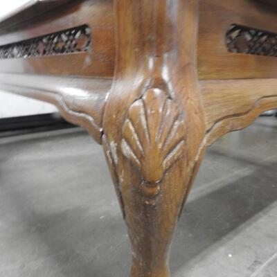 Wooden Coffee Table, Glass Top Inset, 35" x 56", Good Condition