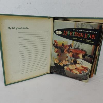 Good Housekeeping Cookbooks. Smaller Books in Larger Green Binder 1950s Vintage