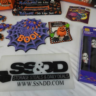 21+ pc Halloween Decor: Lights, Spiderwebs, Candles, etc