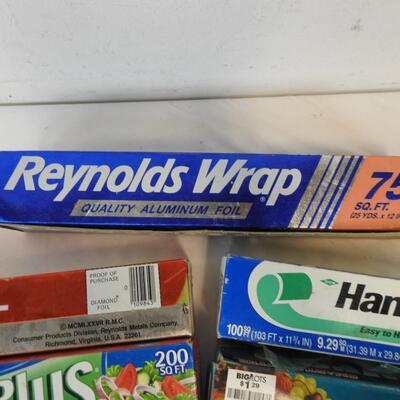 7 boxes of Plastic Wrap and Aluminum Foil, Brands: Reynolds Wrap,