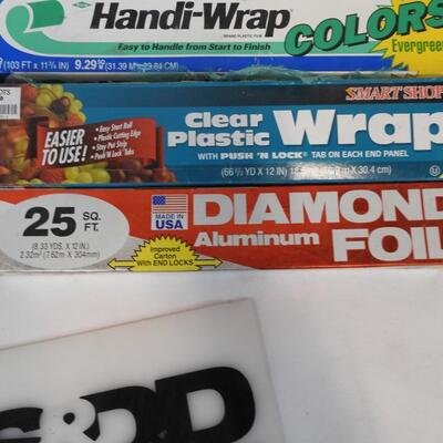 7 boxes of Plastic Wrap and Aluminum Foil, Brands: Reynolds Wrap,