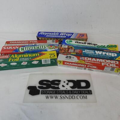 7 boxes of Plastic Wrap and Aluminum Foil, Brands: Reynolds Wrap,