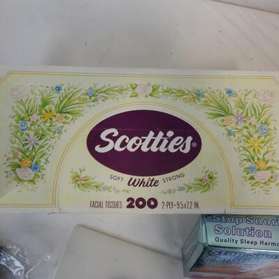 Self Care Lot: Tissues, Wrist Brace, Brooke Burke Gliding Discs, etc