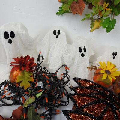 18+ Holiday Lot: Halloween/Fall Decor, Faux Flowers, Plastic Pumpkins, Ghosts