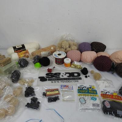 Craft Lot: Soft Sculpture items, florist Foam, yarn, raffia,  see pictures.