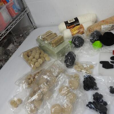 Craft Lot: Soft Sculpture items, florist Foam, yarn, raffia,  see pictures.