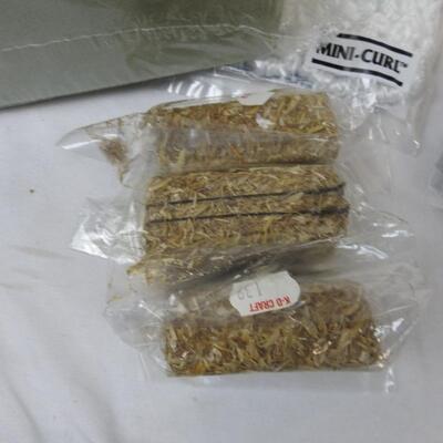 Craft Lot: Soft Sculpture items, florist Foam, yarn, raffia,  see pictures.