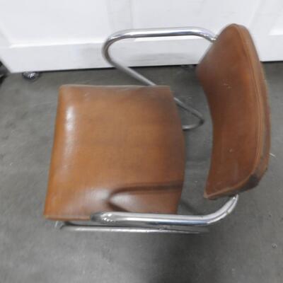 Chair with Metal Frame, Brown Color with Slight Pad in Seat