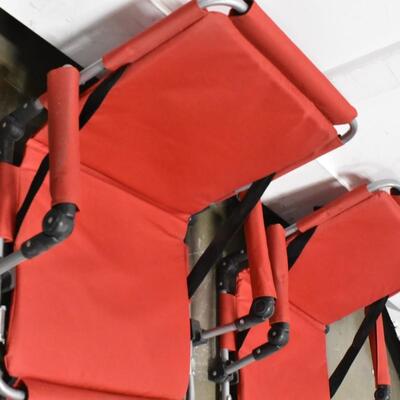 2 Red Football/Baseball Stadium Chairs, Foldable with Carrying Straps