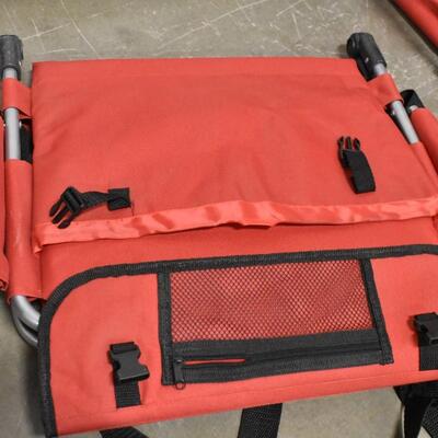 2 Red Football/Baseball Stadium Chairs, Foldable with Carrying Straps