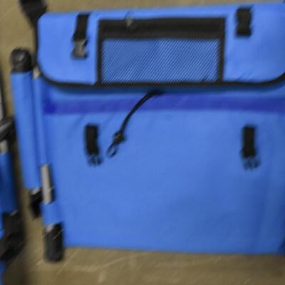2 Blue Foldable Football/Baseball Stadium Chairs with Carrying Strap and Pouches