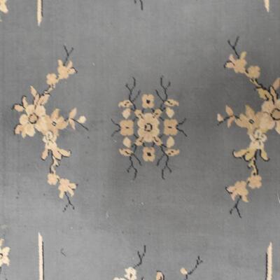 Gray Floral Rug with Yellow Trim 68 Inch  x 48 Inch - Good Condition