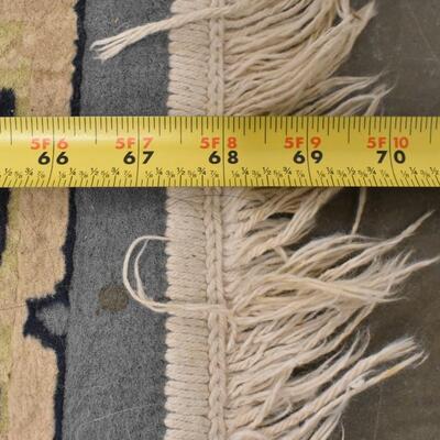 Gray Floral Rug with Yellow Trim 68 Inch  x 48 Inch - Good Condition