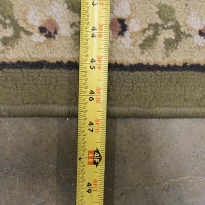 Green and Yellow Rug with Floral Design 64 inches x 46 Inches Dimensions