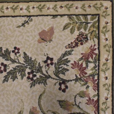 Green and Yellow Rug with Floral Design 64 inches x 46 Inches Dimensions