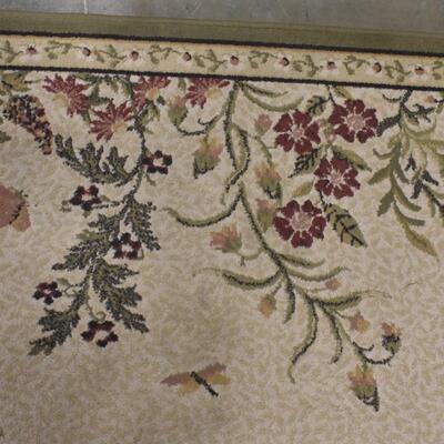 Green and Yellow Rug with Floral Design 64 inches x 46 Inches Dimensions