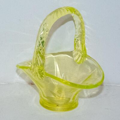 PAIR OF VASELINE (aka Uranium)  GLASS BASKETS