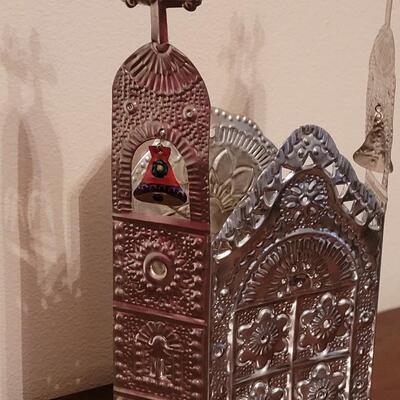 Lot 70: Vintage Mexican Punched Tin Folk Art Church Mission Candleholder