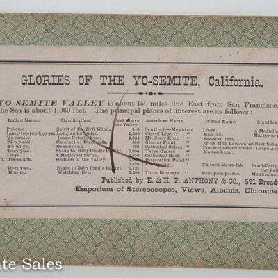 ANTHONY STEREOVIEW - GLORIES OF THE YOSEMITE CALIFORNIA
