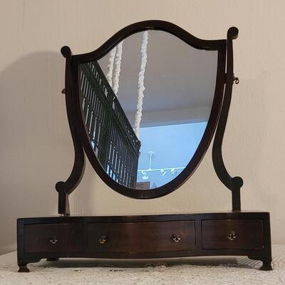 Lot 74: Antique Dresser Top Shaving Mirror with Drawers