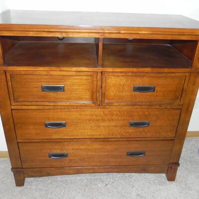 LOT 47  FOUR DRAWER CHEST WITH OPEN STORAGE