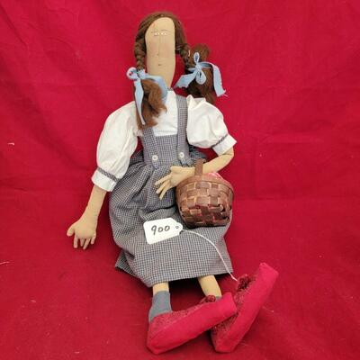 Rag Doll With Basket and Pigtails