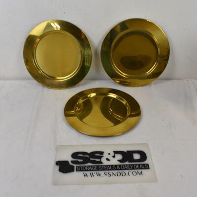 3 Brass Service Plates, Not for Food Use, 12