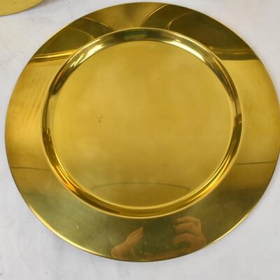 3 Brass Service Plates, Not for Food Use, 12" Wide each