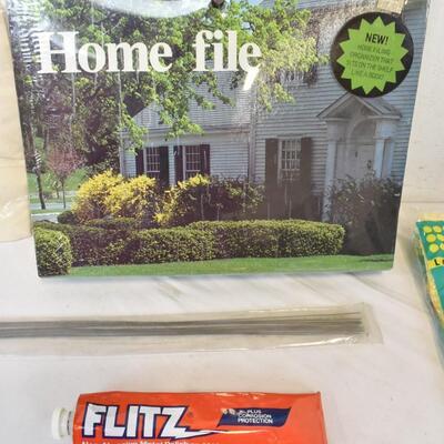 6 pc Various Home Items: Home File, Basket Liner, Metal Polish, Floppy Discs