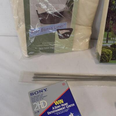 6 pc Various Home Items: Home File, Basket Liner, Metal Polish, Floppy Discs