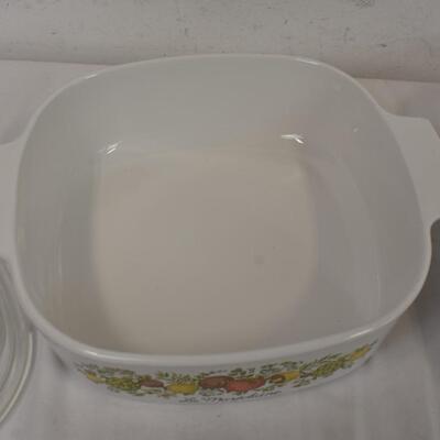 2 pc Corning Ware: Garden Harvest Square Pan, Pastel Bouquet Casserole Dish