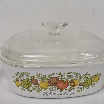 2 pc Corning Ware: Garden Harvest Square Pan, Pastel Bouquet Casserole Dish