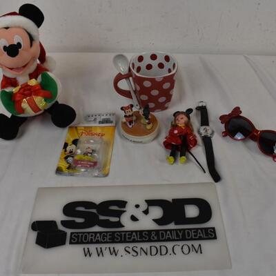 7 pc Disney, Santa Mickey, Mickey Watch, Mickey Metal Figurine, Disney Mug