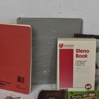 21 pc Office Lot: Note Pads, Dust Cloth, Disposable Camera, Rolodex